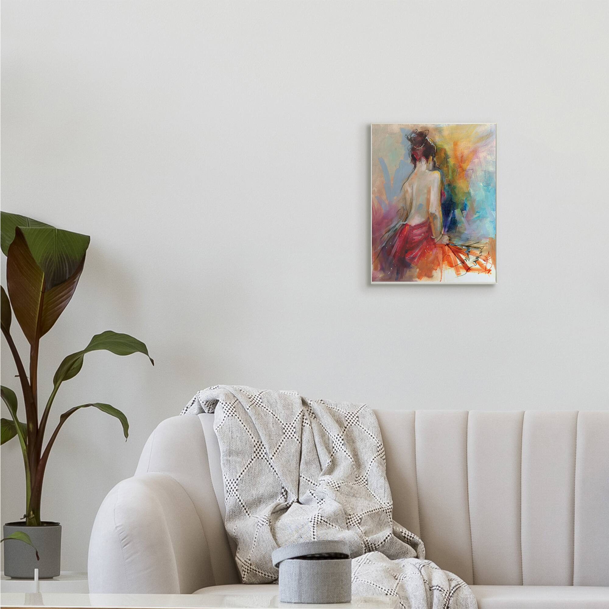 Stupell Industries Contemporary Female Pose Energetic Brush Strokes Wall Plaque